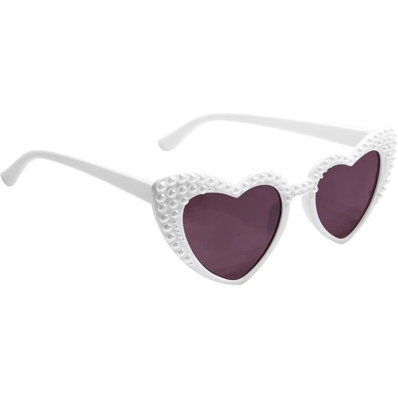 ❤️Women White Bride Sunglasses,Pearl Heart for Bride,Bridal Shower Accessory - Picture 5 of 7